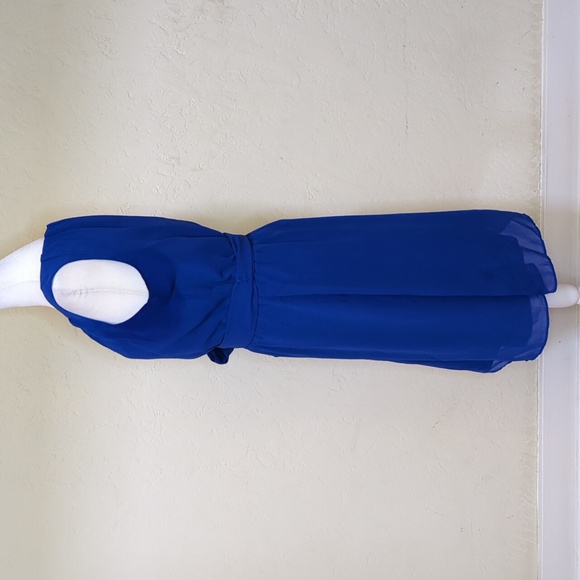 BR Factory Cobalt Blue Abby Tie Belt Chiffon Sleeveless Midi Dress Size 4 - Picture 3 of 9